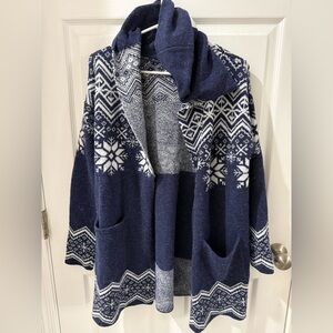 Style & Co. Navy and White Knit Cardigan